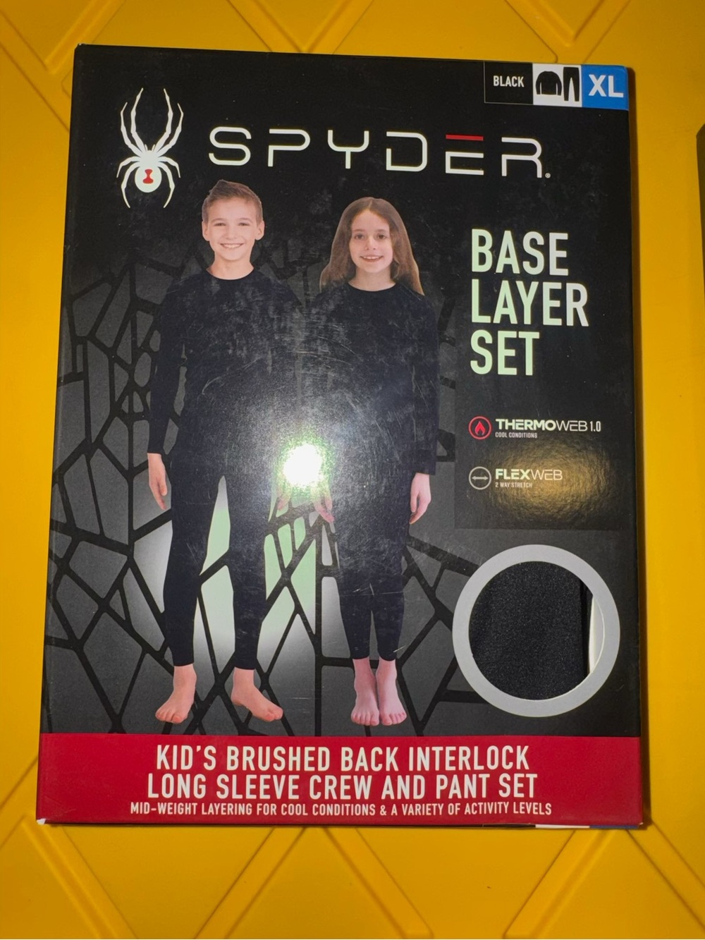 Spyder Kids Base Layer Set - Black size xl